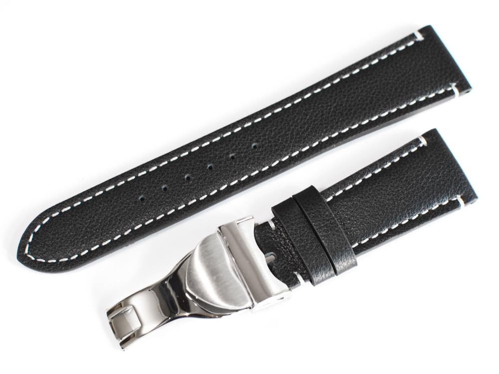 

King Watch Parts Совместимый с Tudor Black Запасной ремешок для часов из черной телячьей кожи 22 мм [Импорт Оригинал] Bay/Pelagos, Мужской