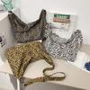 Leopard Print Canvas Shoulder Bag Women Crossbody Bag Large Capacity Tote Bag