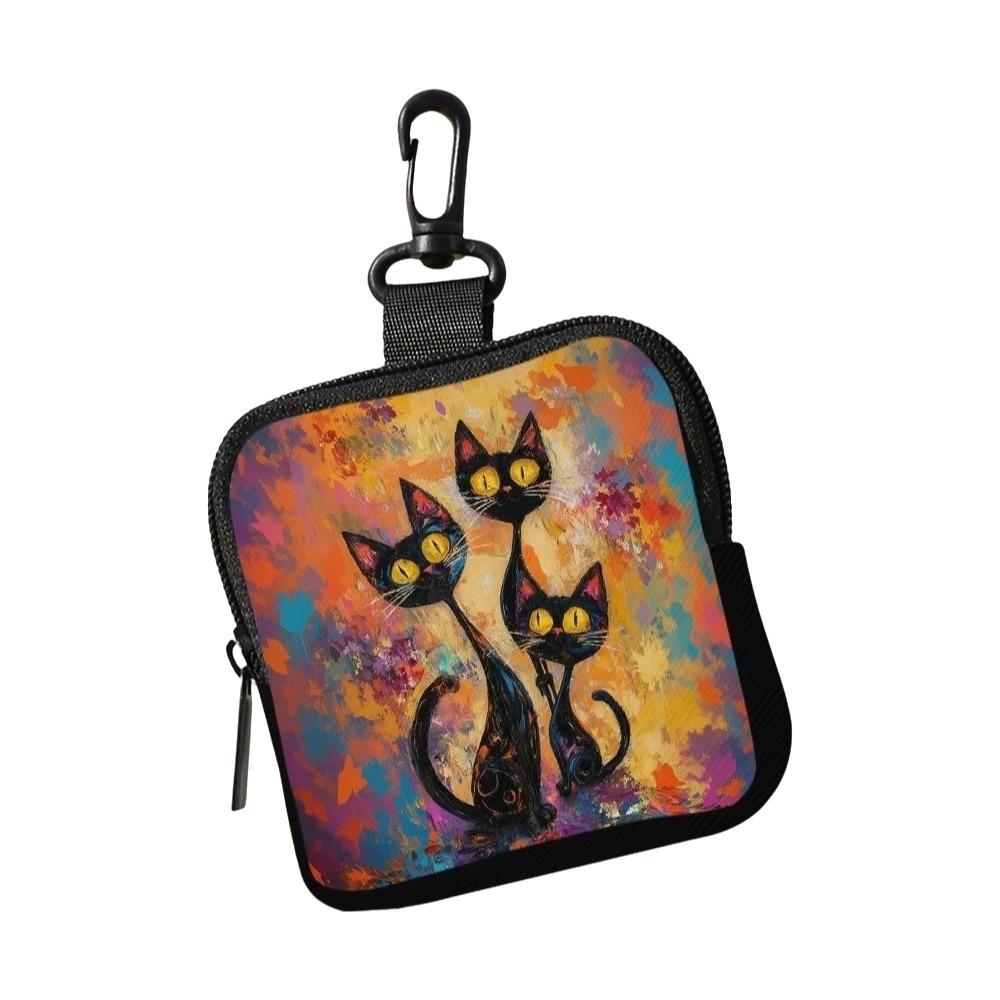

NEW Mini Cute Cat Coin Purse Water-resistant Lightweight Zippered Wallet PVC Portable Earphone Bag Friends Gift