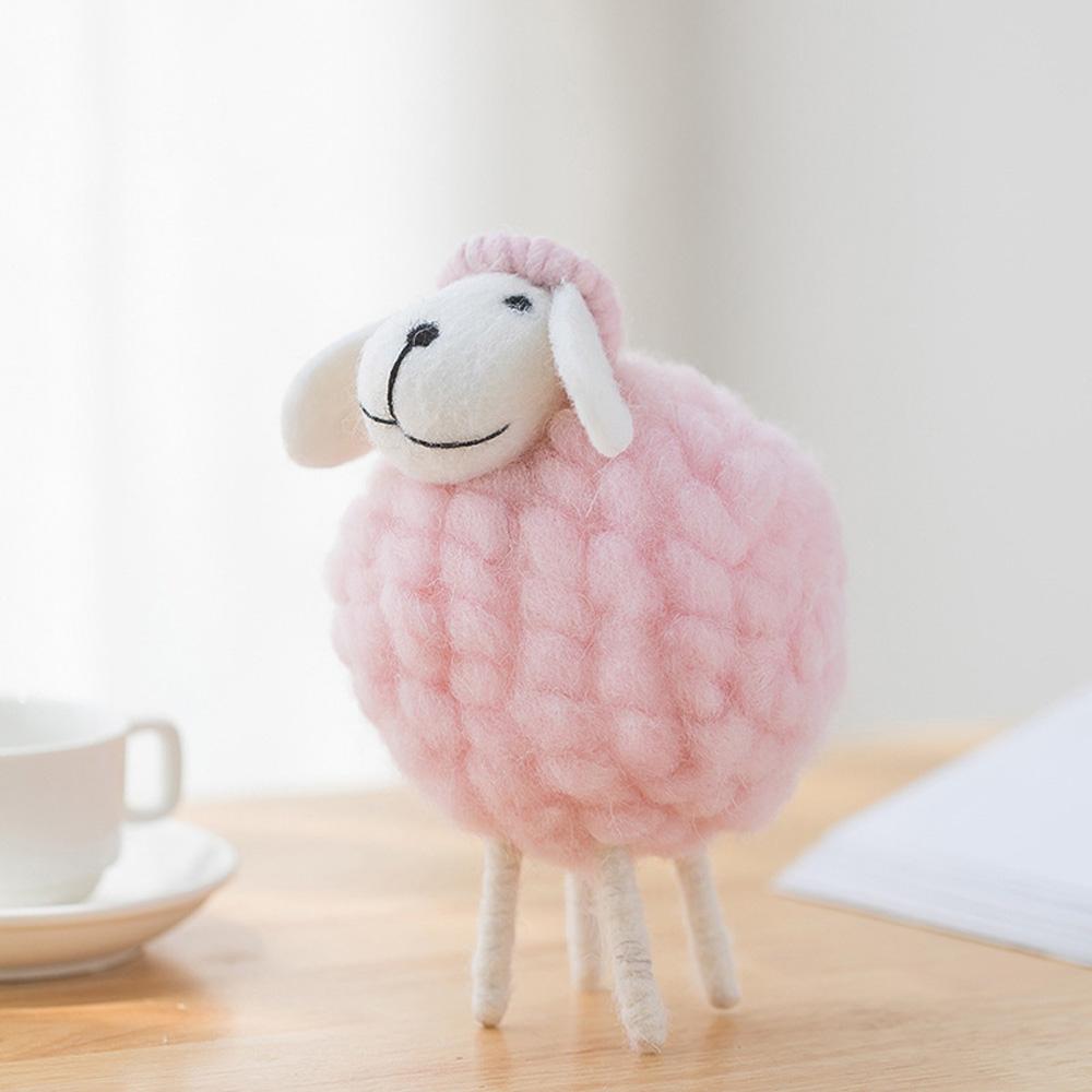 Christmas Wool Ornament Party Supplies Home Decoration Statue Miniature Felt Sheep Figurines