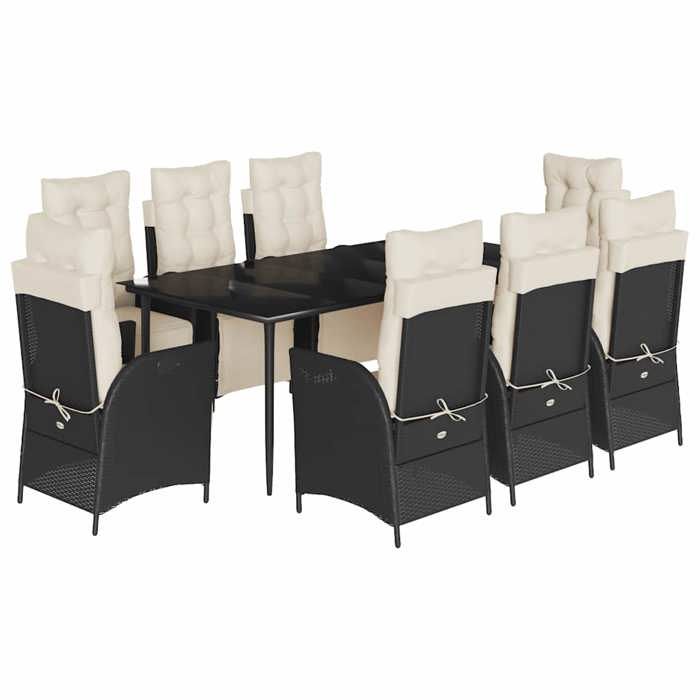 VidaXL Ensemble à Manger de Jardin avec Coussins 9 pcs, Table et Chaises avec Dossier Réglable, Meubles d'Extérieur, 3213384