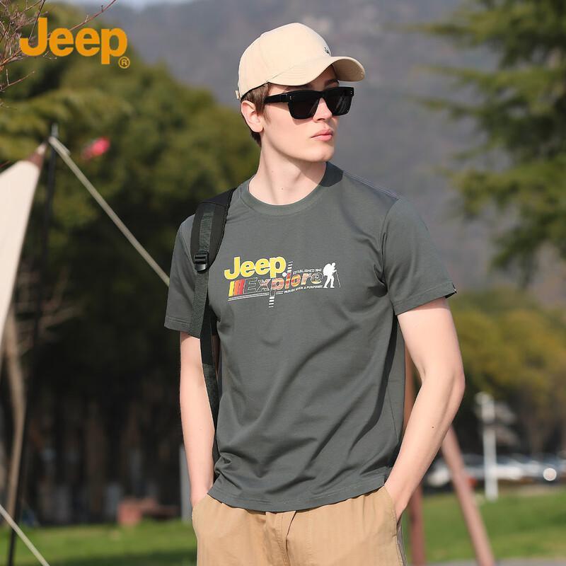 JEEP Men s Summer Short Sleeve Round Neck T-Shirt L