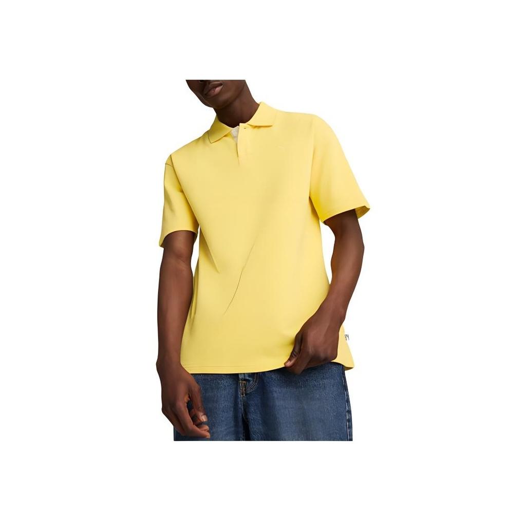 Puma Solid Color Casual Short Sleeve Polo Shirt Unisex Polo Shirts Mustard 537963-40