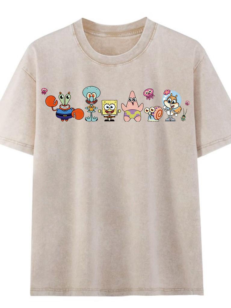 Unisex Washed Distressed Oversized Short Sleeve Retro Cotton T-shirt