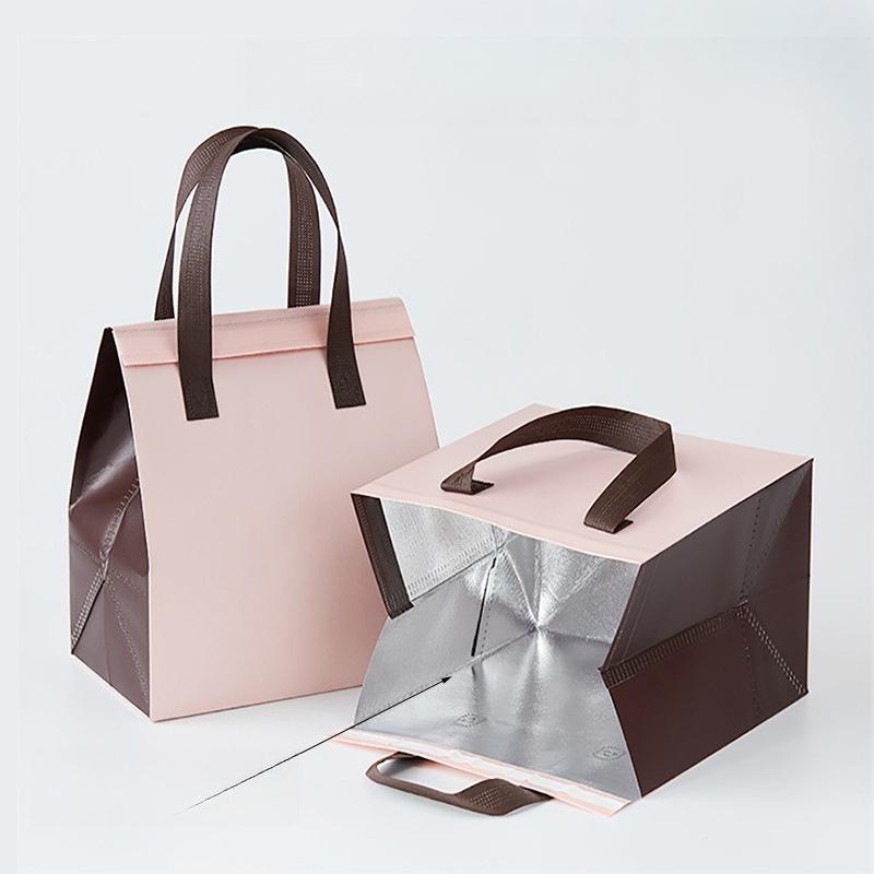 Non-woven Insulation Tote Bag Portable Cake Dessert for Drinks Package Cold Delivery Pouchs Takeout Aluminum Foil Bags Suitable for Picnicking Camping