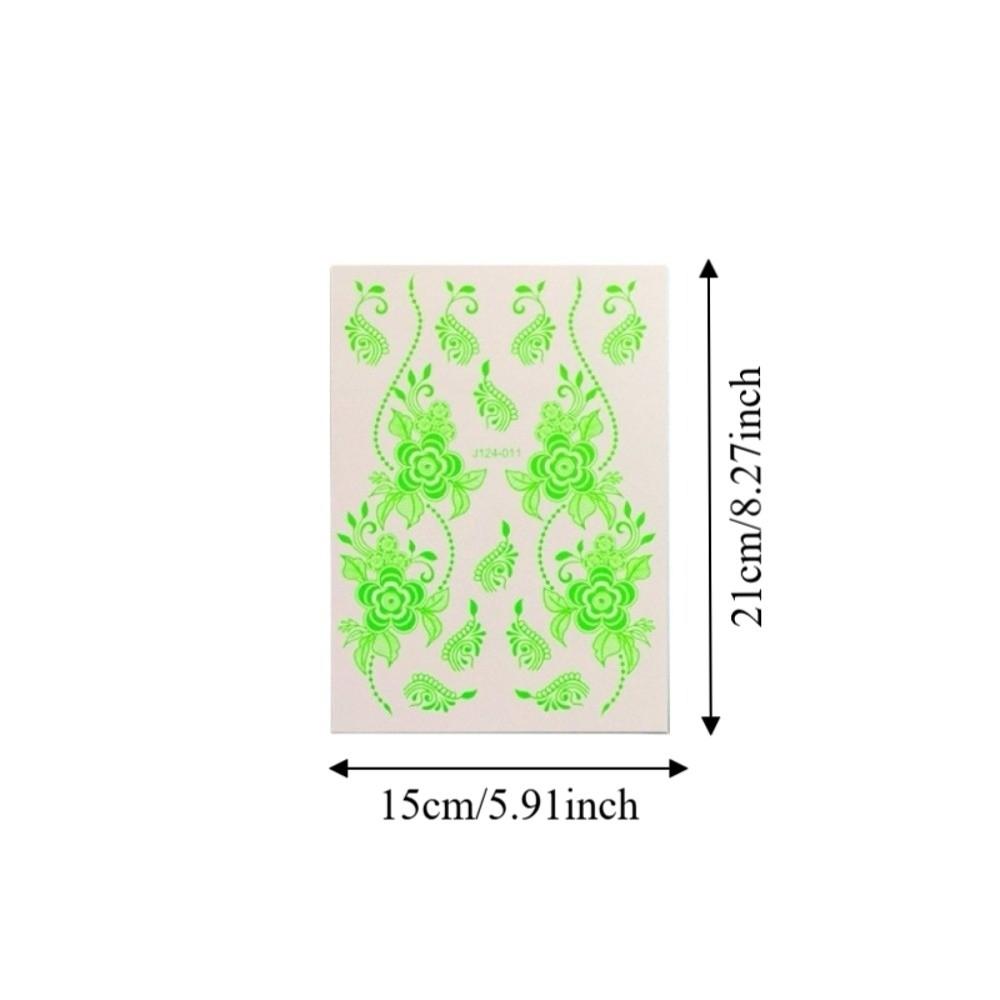 Water Transfer Decals Henna Temporary Tattoo Fake Luminous Body Art Sticker  Music Festival