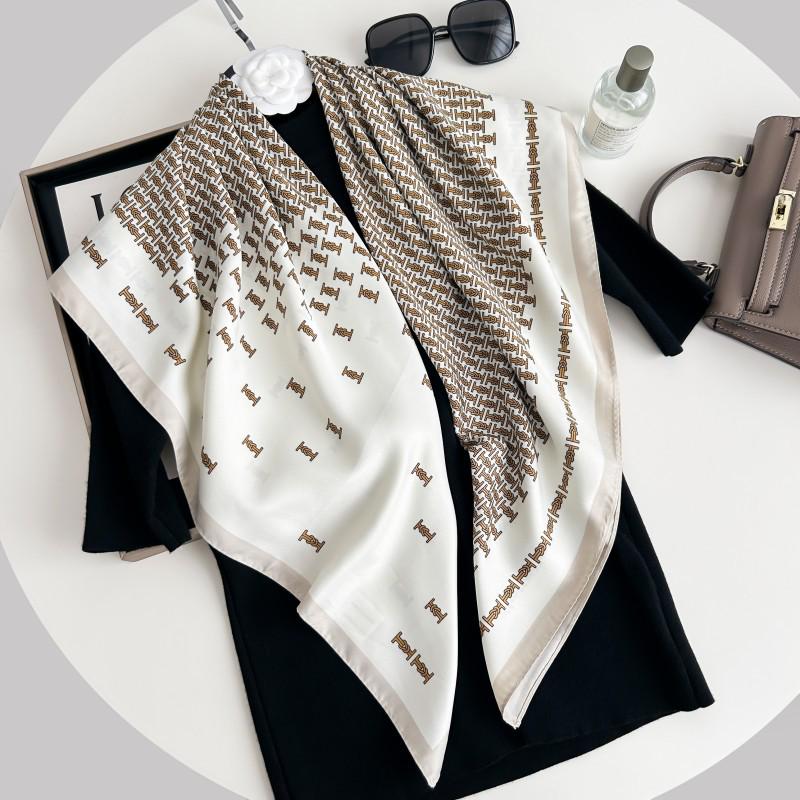 Čiernobiela hodvábna twill šatka so zvieracím vzorom - 90x90CM Jesenný/Zimný šál pre ženy