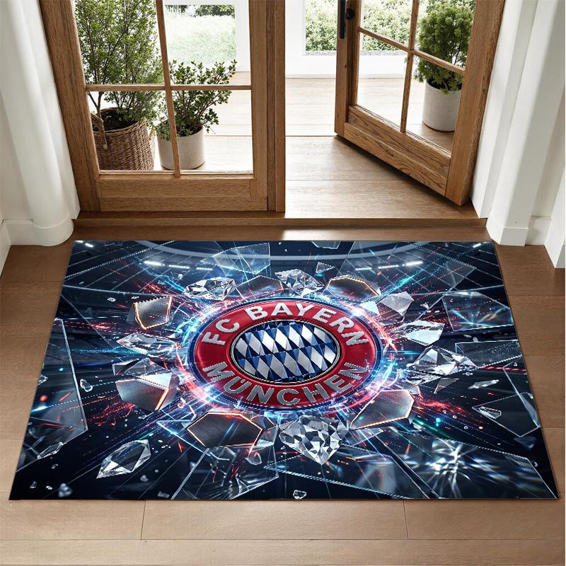 Bayern Munich Design Crystal Velvet Rug Soft Decorative Mat for Bedroom Entrance