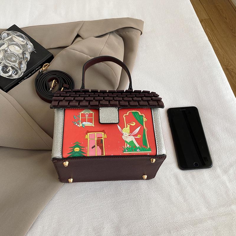 Personality funny house bag women 2025 new Mori fashion niche shoulder bag cartoon fun messenger small square bag