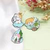 Cute Cat Star-Chasing Cactus Pillow Brooch