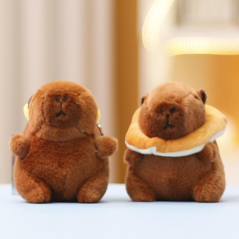 Hamburger Capybara Toast Keychain Cute Cartoon Girl Backpack Hanging Plush Doll