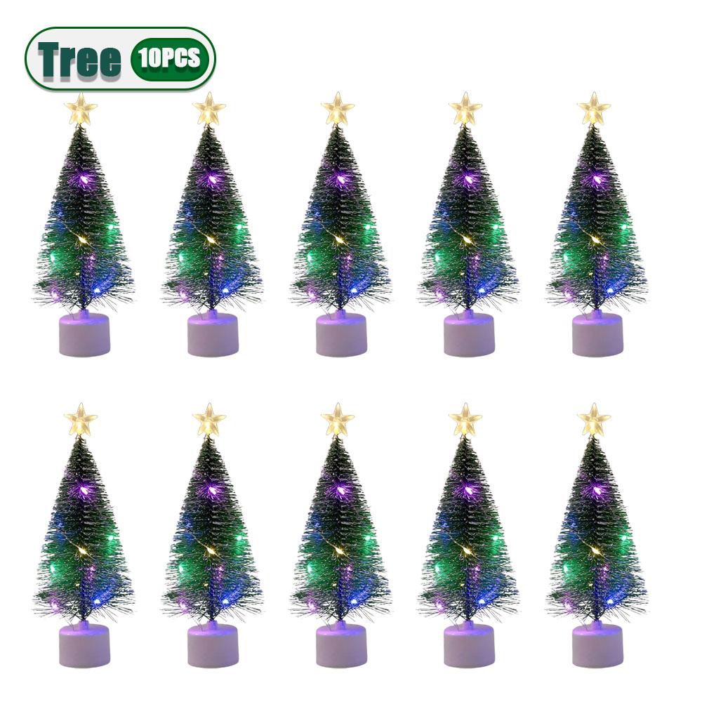 5/10PCS Mini LED Christmas Tree Light 7.1 Inch Glowing Electronic Candle Lamp Holiday Party Table Ornament Home Decoration Gift