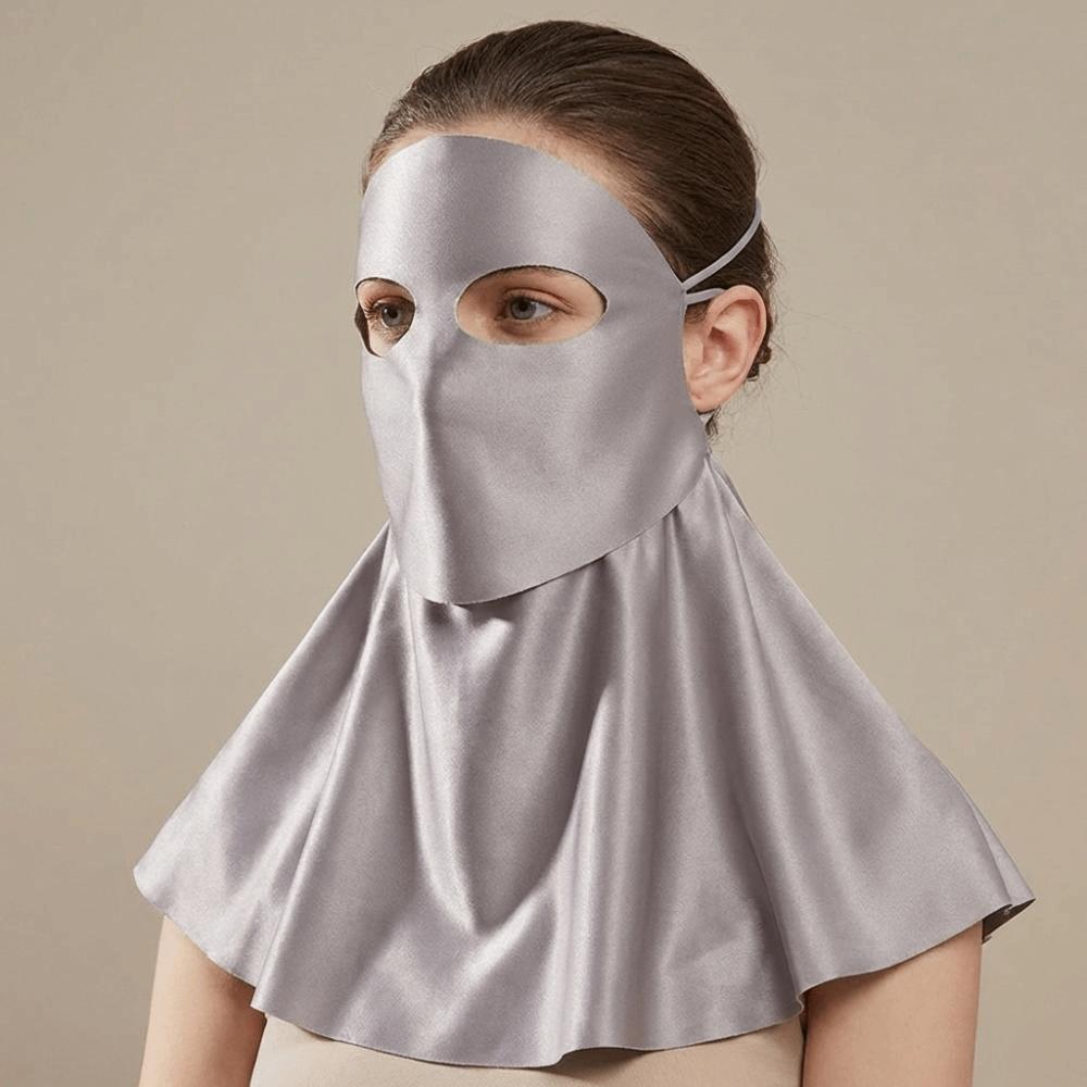 Solid Color Ice Silk Face Veil Polyester Neck Wrap Fashion Sunscreen Mask Cycling