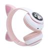 Bluetooth 5.0 Headphones Cat Ear LED Light Wireless Cute Headsets for Young PeoplePink Cat Paw