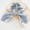 Hair Tie Floral Print Bunny Ear Design Hair Rope High Elasticity No Damage Bun Half-Tied Hairstyles Ponytail Holder Hair Accessory