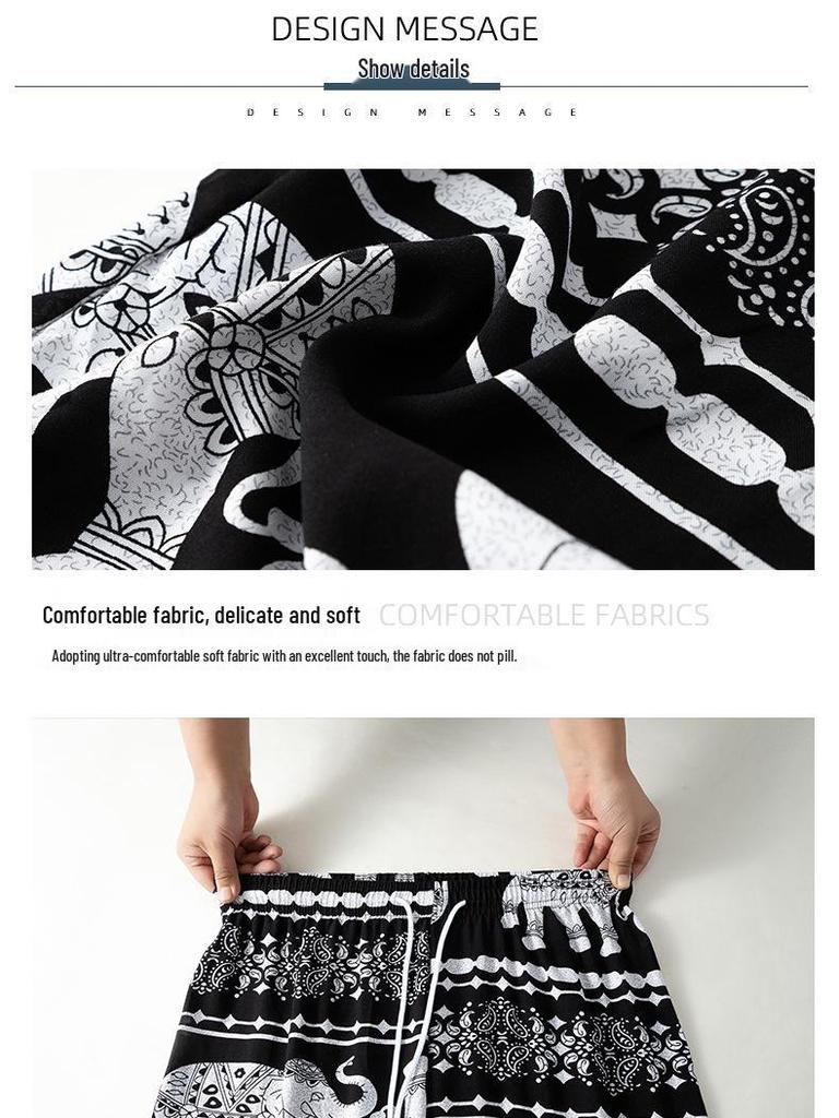 2025 Thai Yoga Pants: Elephant Print, High Waist, Wide Leg, Floor-Length, Summer Style, Hot Selling in Southeast Asia