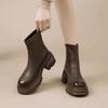 Height-increasing platform short boots women's 2025 new rear zipper thick heel super thin boots elastic boots British Martin boots