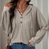Autumn Hoodie Women's Solid Colour Brushed Pit Stripe Loose Hooded Sweatshirt
