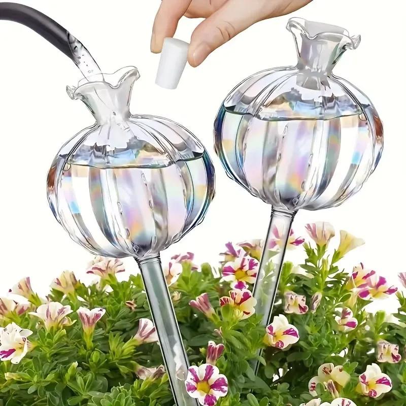 1/2Pcs Pomegranate Flower Watering Machine Glass Creative Modeling Watering Machine Pot Lazy Watering Machine Tulip Waterer