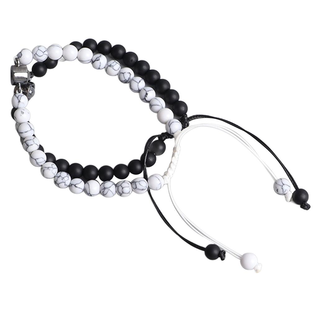 Stone Bracelet Adjustable Frosted Unique Fashionable White Black Turquoise Bracelet for Men Women