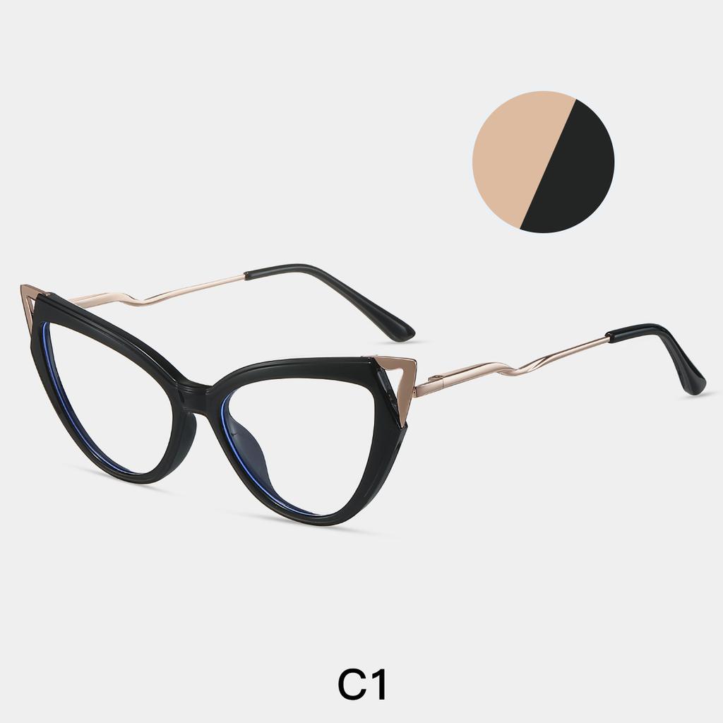 Reading Eyewear Female TR90+Metal Blue Cat's Luxury Presbyopic Filter Premium Feline Radiation Elegant Ladies UV400 Glare Computer Screen Eye Light