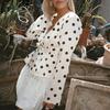 2026 Autumn European & American High-End French Polka Dot V-neck Long-Sleeve Loose Women's Top