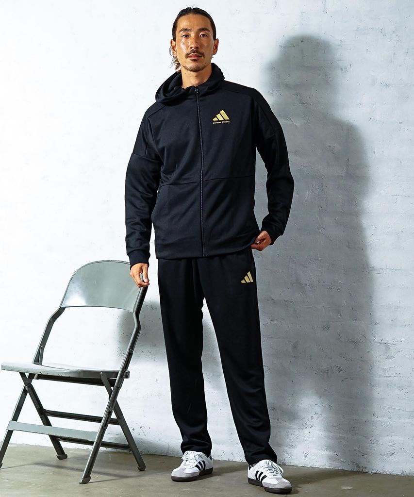 Combat Genuine Jersey Trainingsanzug Set Oberteil und Unterteil Unisex [Adidas Sports] TR-74 Herren (L, Schwarz/Gold)