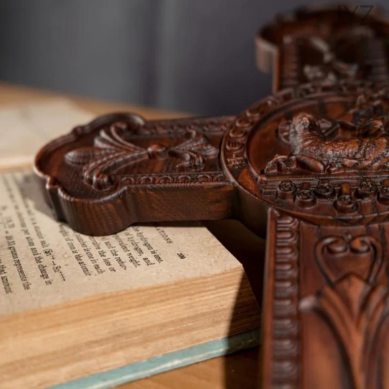 Vintage Cross Wood Carving for Wall Decoration Hanging Church Home Living Gifts