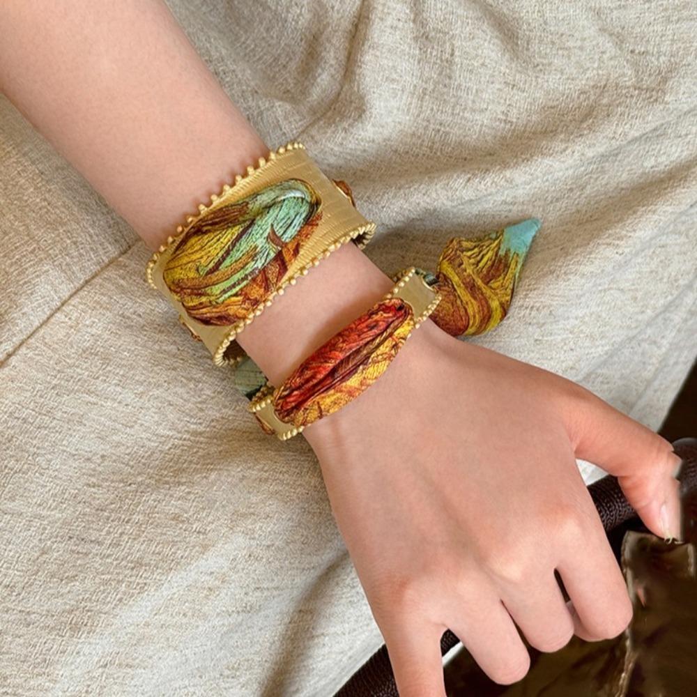 Hand Ring Handkerchief Bracelets Lace Up Bohemian Bangles Retro Scarf Opening Bangles Travel