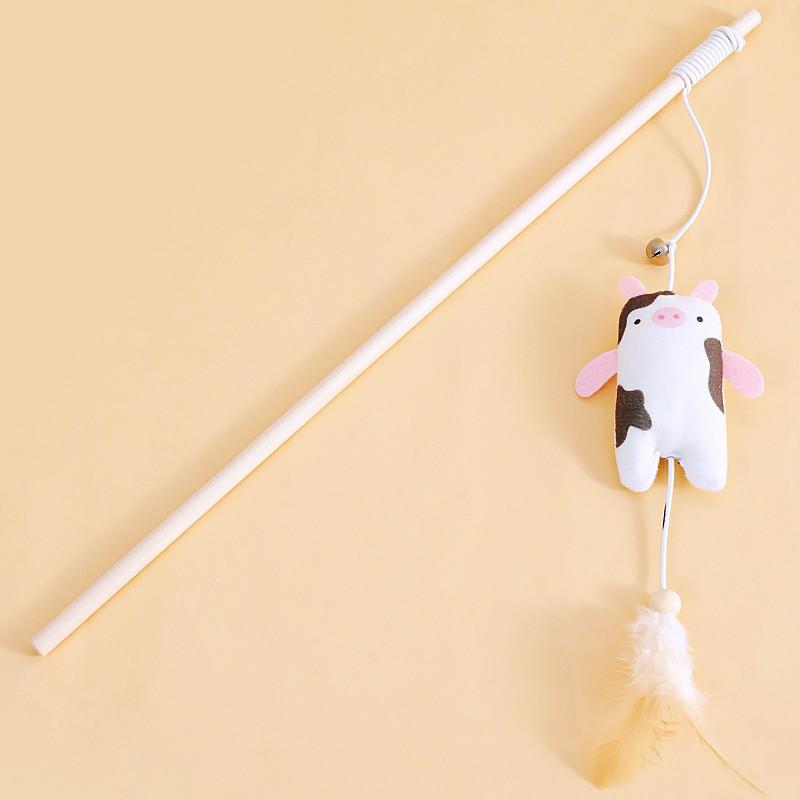 Cat Toys Feather Cats Stick Wooden Handle Sticks Cat Toy with Bell Scratch Resistant Feather Toys for Cats Teasing Pet Products