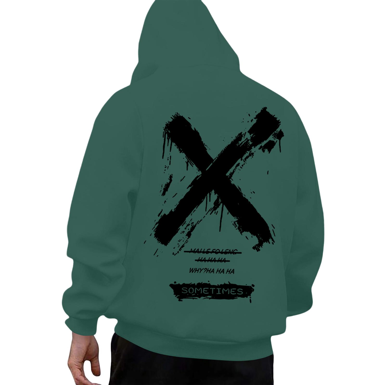 

Мужское худи с принтом на спине Модное худи Зимний топ Толстовки для мальчиков Мода L армия зеленый