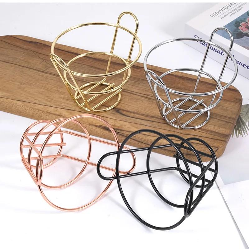 French Fries Stand Cone Basket Fry Holder with Dip Dishe Cone Snack Fried Chicken Display Rack Food Shelves Bowl Kitchen Tools