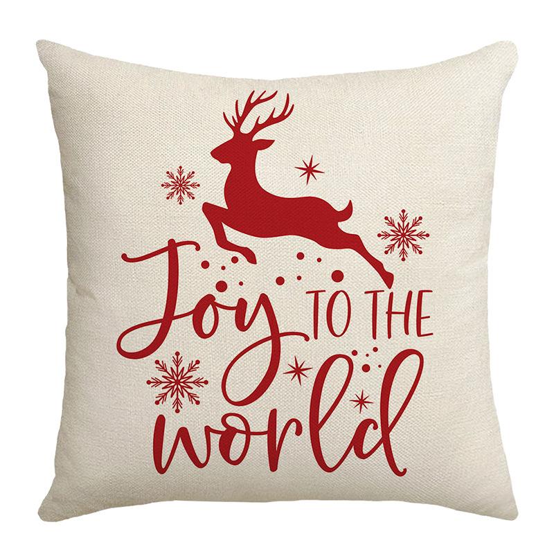 Red Christmas Pillow Cover Polyester Letter Print Home Sofa Pillow Cover Cushion