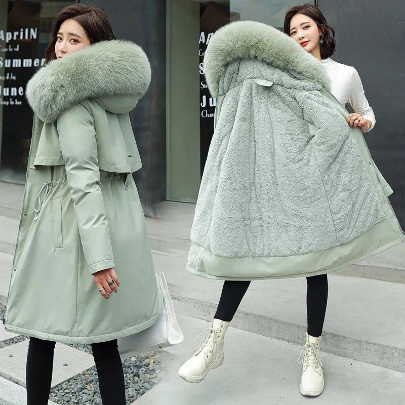 Abbigliamento Parker Giacca Imbottita Invernale da Donna Media Lunghezza Grande Collo di Pelliccia Giacca Imbottita in Velluto Giacca Imbottita Giacca Spessa