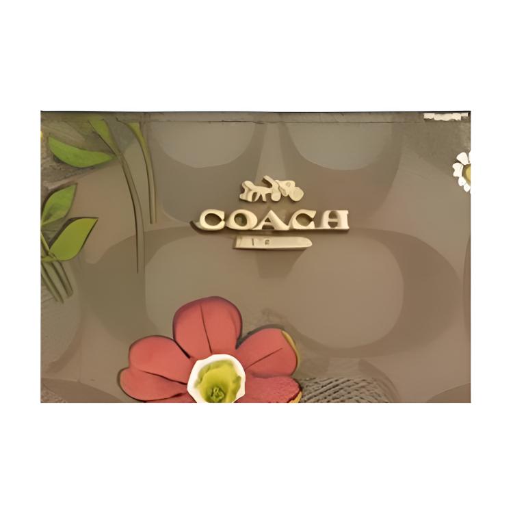 Coach Snap Wallet 11 Floral Print Design Logo Snap Closure Signature Coated Canvas Smooth Leather Card Holder Women Wallets CR939-IME7V