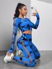 European American Tie-Dye Butt-Lift Yoga Set: Long Sleeve, Seamless Fitness Clothing with Hollow Out Design