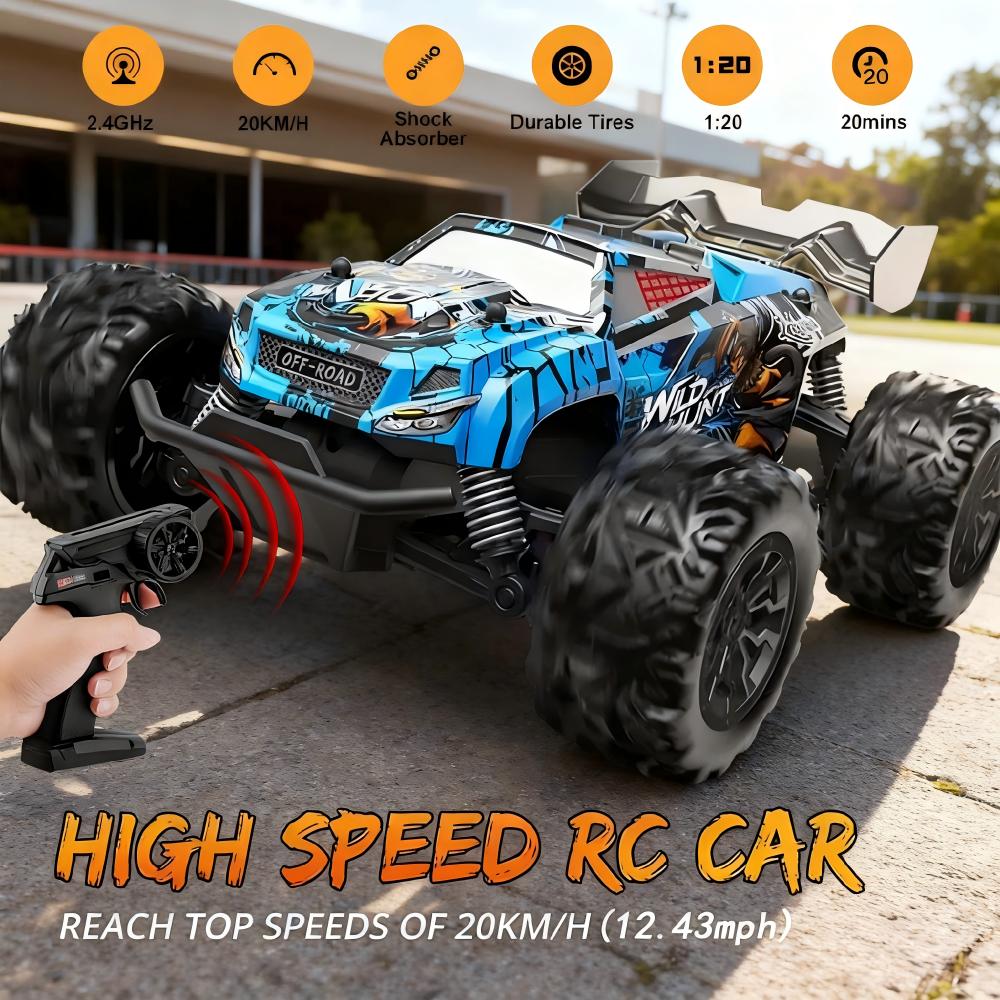 Children's Remote Control Car 1:20 Scale High Speed 4-Wheel All-terrain Drive 2.4G RC Car Model Off-road Drift Racing Truck Toy