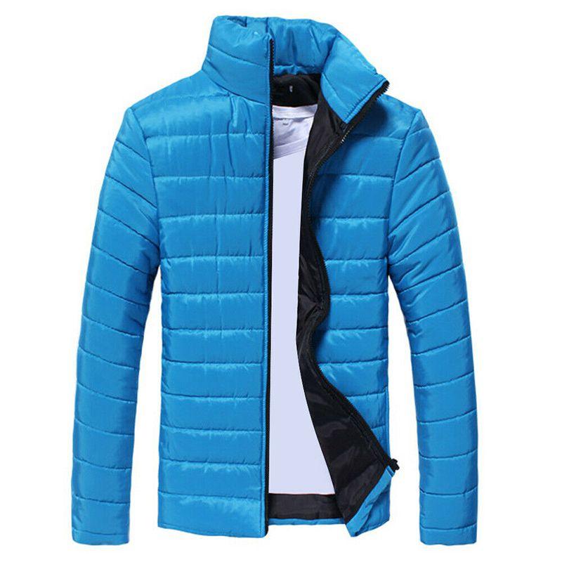 

Теплое мужское зимнее худи, куртки-пуховики с пузырями, стеганая куртка с подкладкой, верхняя одежда на молнии Blue,L