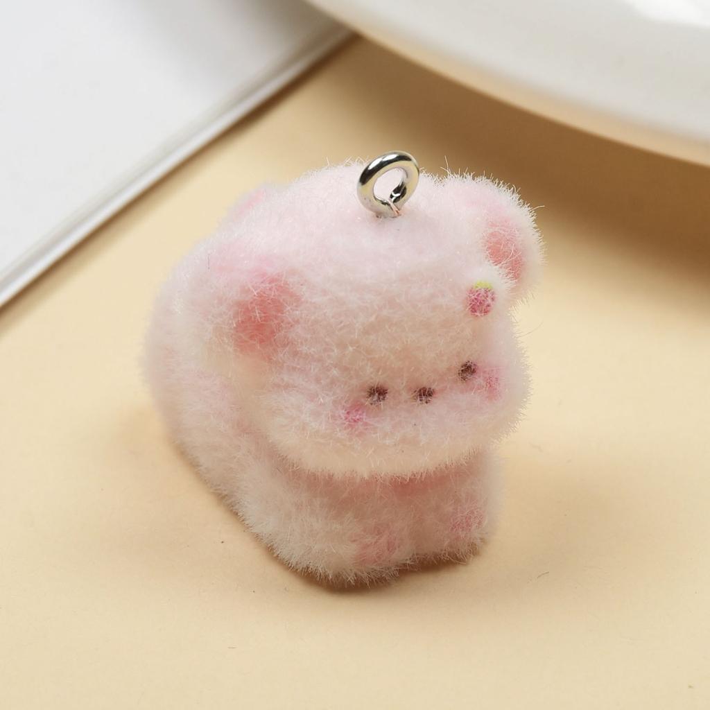 Resin Flocking Cute Three-dimensional Cat Keychain Pendant Car Key Chain Pendant Bag Pendant