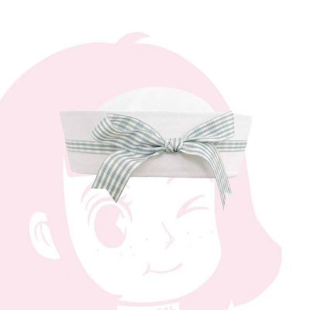 Sweet Bow Strap Sailor Hat Blue Striped Dome Hat Y2K Beret Hat  Rave Festivals