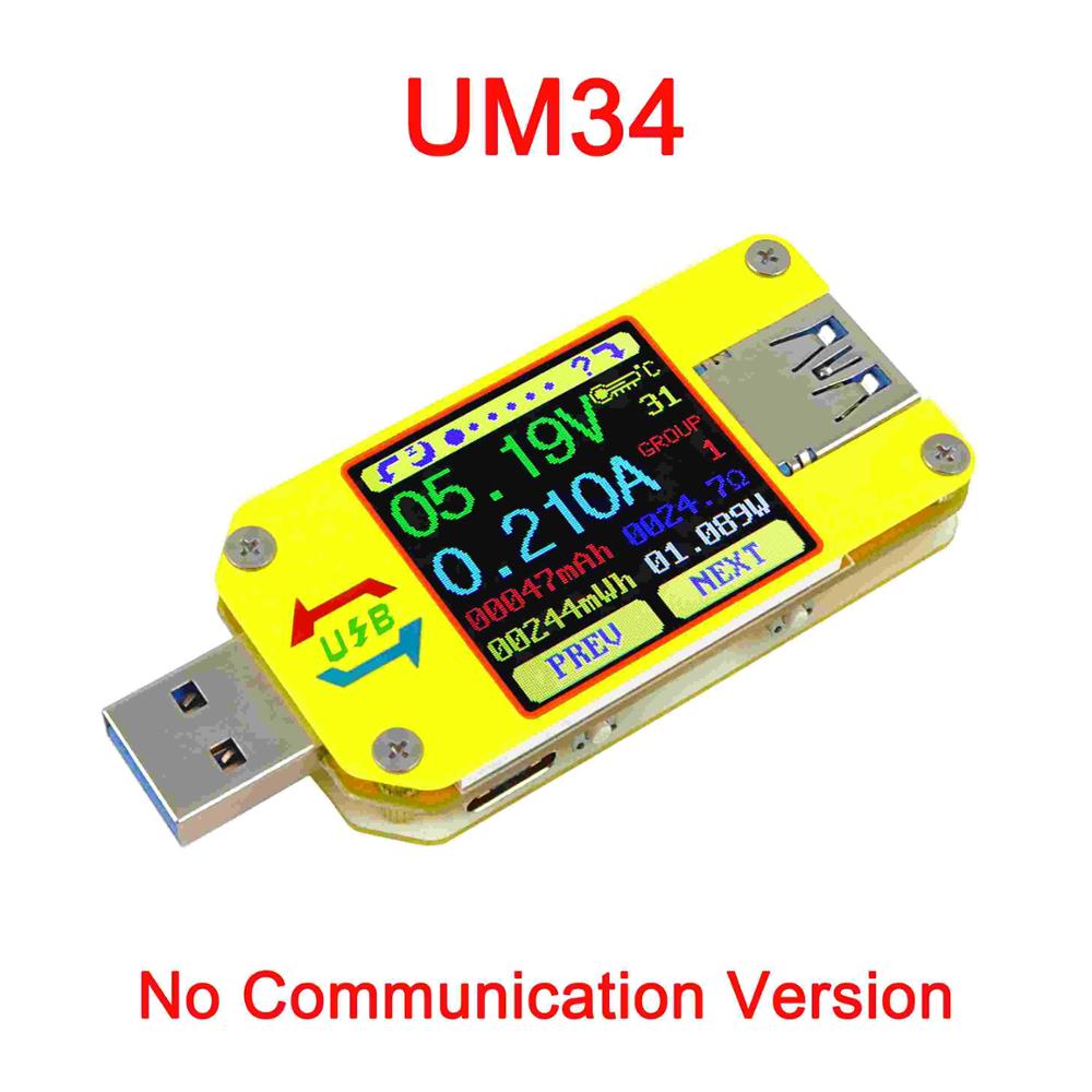 UM34/UM34C UM24/UM24C UM25/UM25C DC Voltmeter Ammeter Voltage Current Tester Voltage battery Charge USB Tester