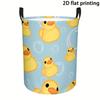 1pc, Yellow Duckling Bubble Cartoon Pattern Laundry Hamper, Storage Basket with Handles, Multi-purpose Storage Bin, Home Decor/Storage Supplies, Round