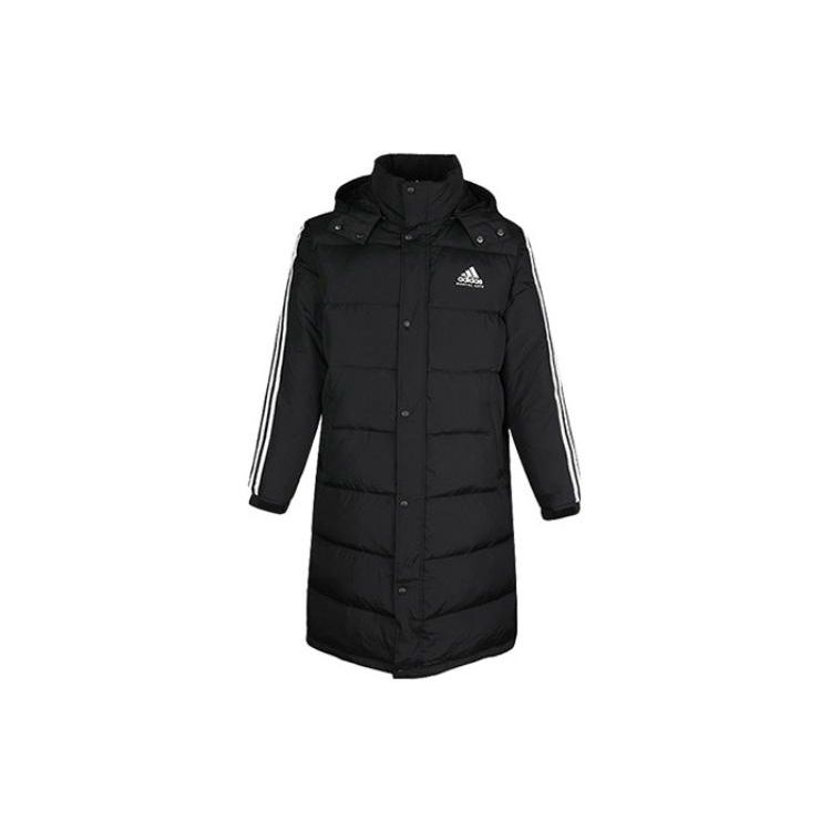 Adidas Casual Hooded Zipper Mid-Length Long Sleeve Down Jacket Men Jackets Black ADIPK0