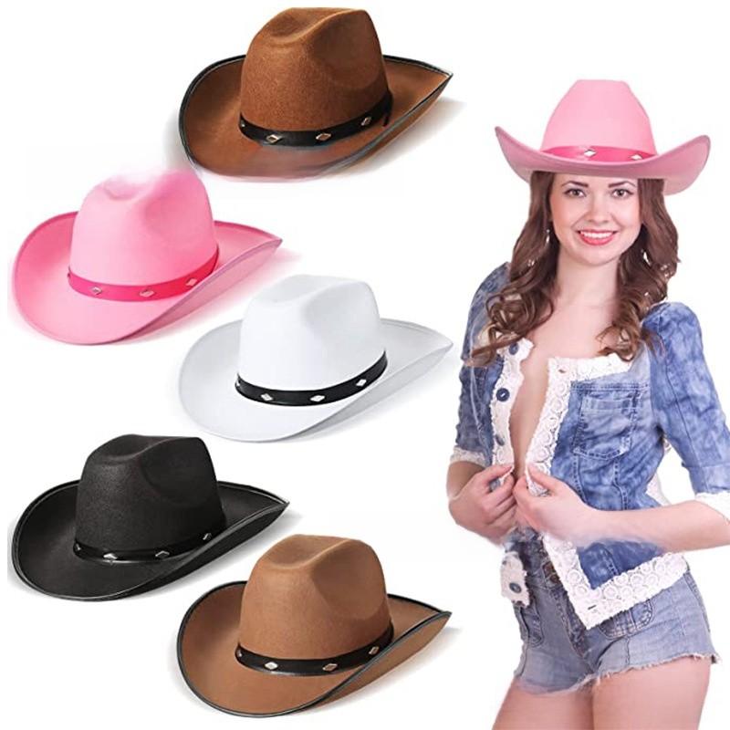 Rivet Decorated Stylish Leather Cowboy Hat With Wide Brim For Daily Outdoor Wear