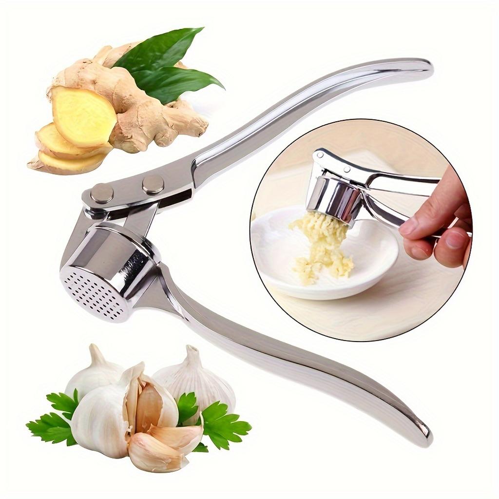 Thickened Alloy Manual Garlic Press Crusher Mincer Ginger Juicer Peeler Kitchen Tool with Ergonomic Handle for Easy Garlic Crushing