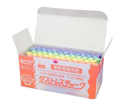 Nippon Rikagaku Dustless Fluorescent 6 72 Pieces Chalk, Colors, DCK-72-6C,