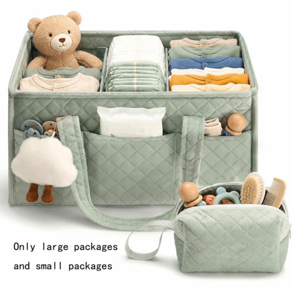 Large Capacity Baby Diaper Organizer Portable with Pouch Nursery Storage Basket Newborn Essentials Baby Diaper Storage Bag