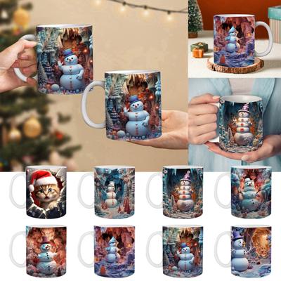 Keramiktasse mit Weihnachtsmuster, Mehrzweck-Wasser-, Kaffee- und Teetasse für zu Hause