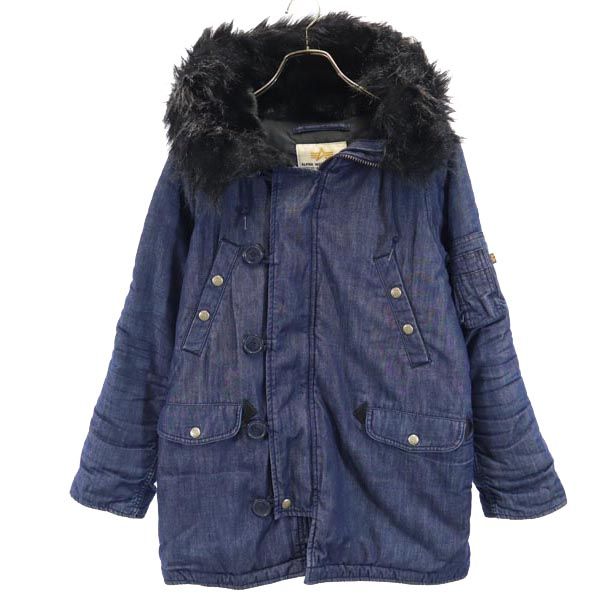 ALPHA INDUSTRIES INC Padded denim Flight jacket S Fur hood Men's Used
