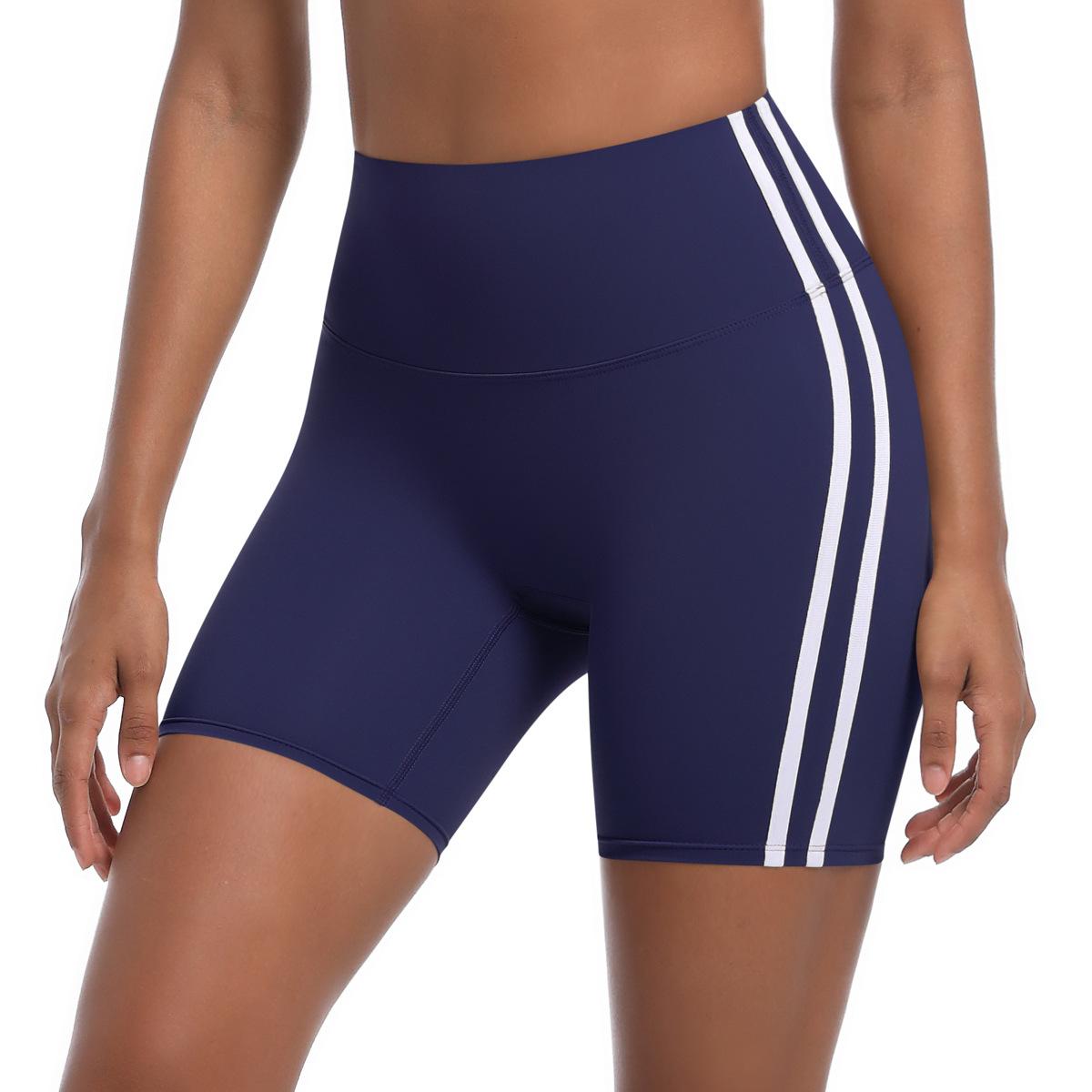 

New Striped Color-Block Yoga Shorts for Women Quick-Dry Peach Lift Tight Shorts Running Sports Fitness Shorts XXL